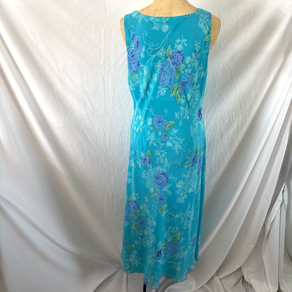 Vintage Y2K turquoise blue floral maxi dress size XL - Picture 6 of 7